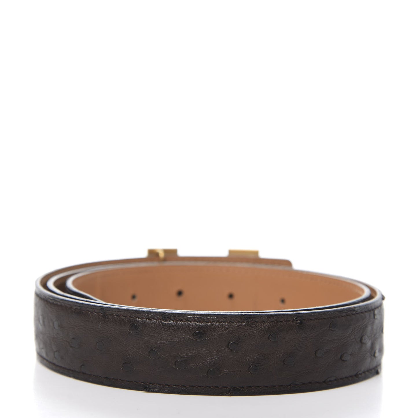 Ostrich 32mm Constance H Belt Belt 100 Chocolate