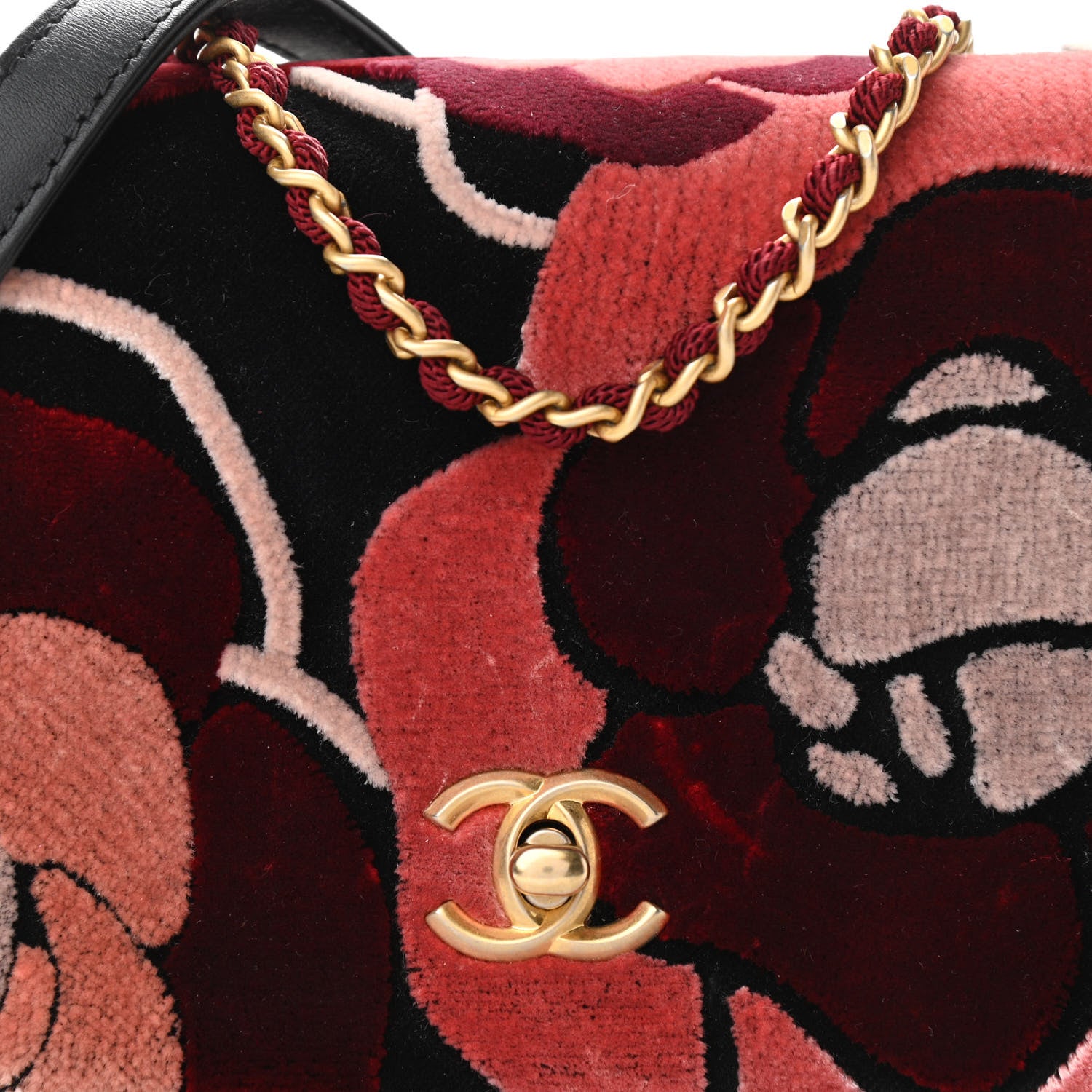 Chanel Velvet Lambskin Mini Camellia Flap Black Burgundy 11 of 11