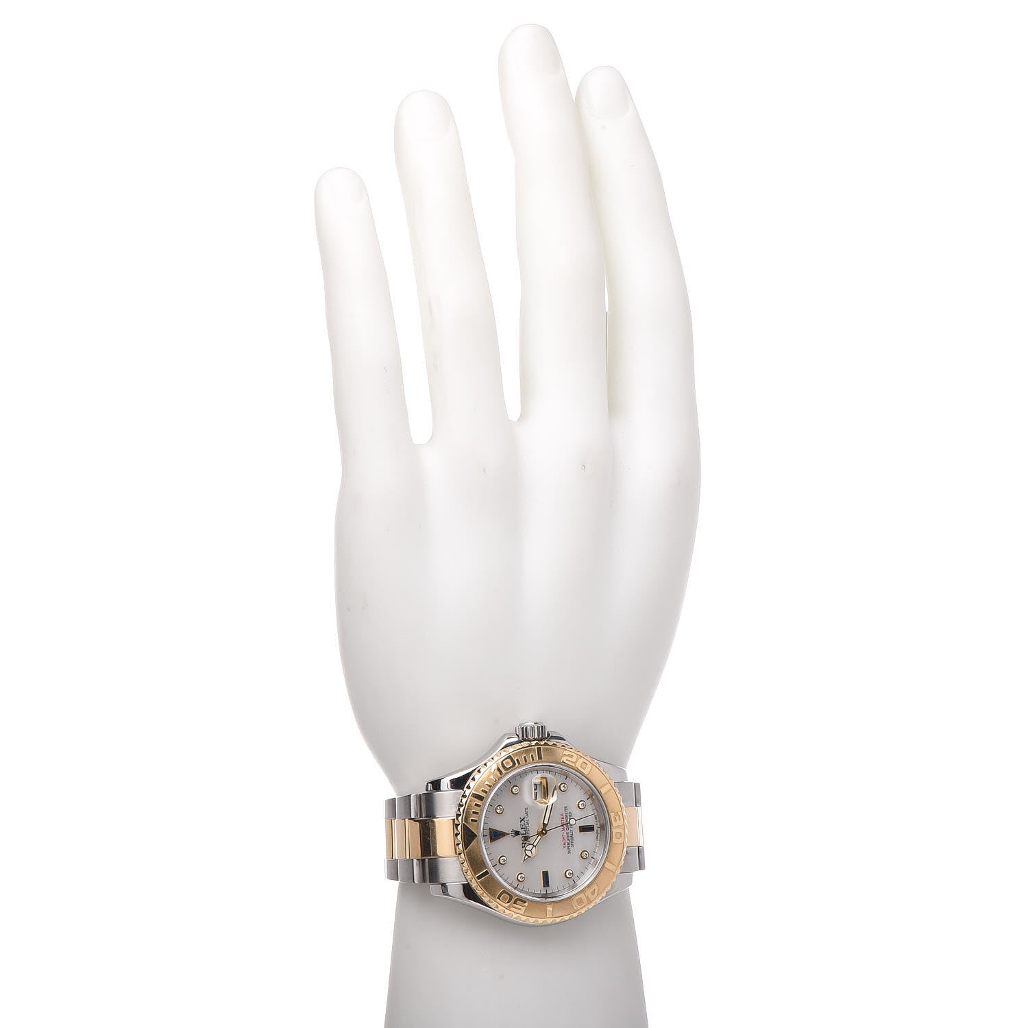 Rolex Stainless Steel 18K Yellow Gold Mother of Pearl Sapphire Diamond 40mm Oyster Perpetual Date Yacht-Master Watch 16623 2 of 7