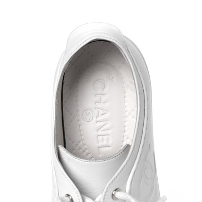 Chanel Calfskin Gum Womens CC Sneakers 35 White 7 of 9