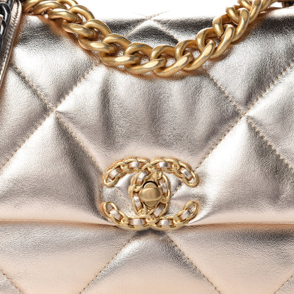 Chanel Metallic Lambskin Quilted Medium Chanel 19 Flap Gold 10 of 11