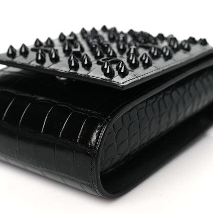 Christian Louboutin Crocodile Embossed Calfskin Spikes Loubinthesky Paloma Crossbody Phone Case Black 10 of 10