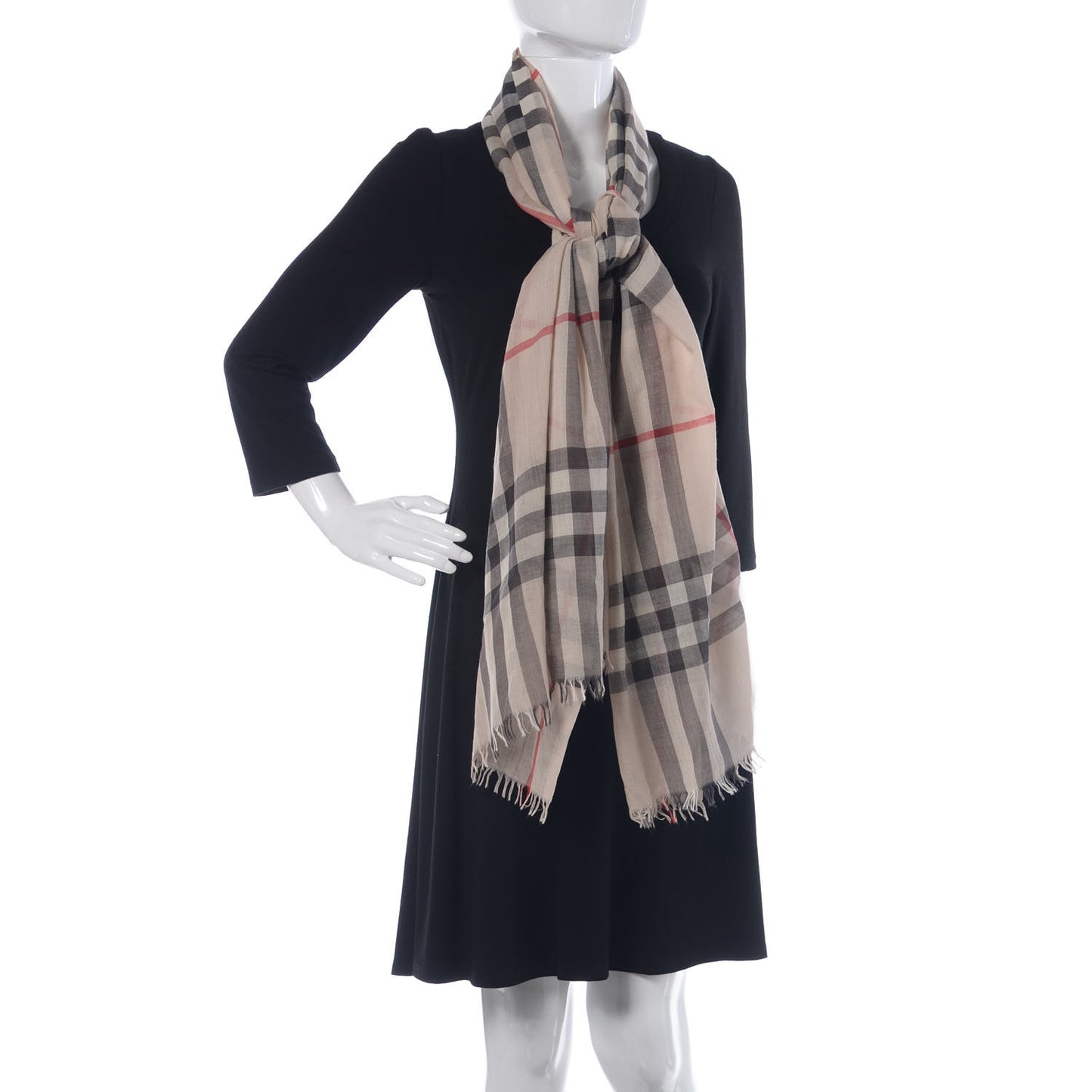 Wool Silk House Check Lightweight Scarf Stone