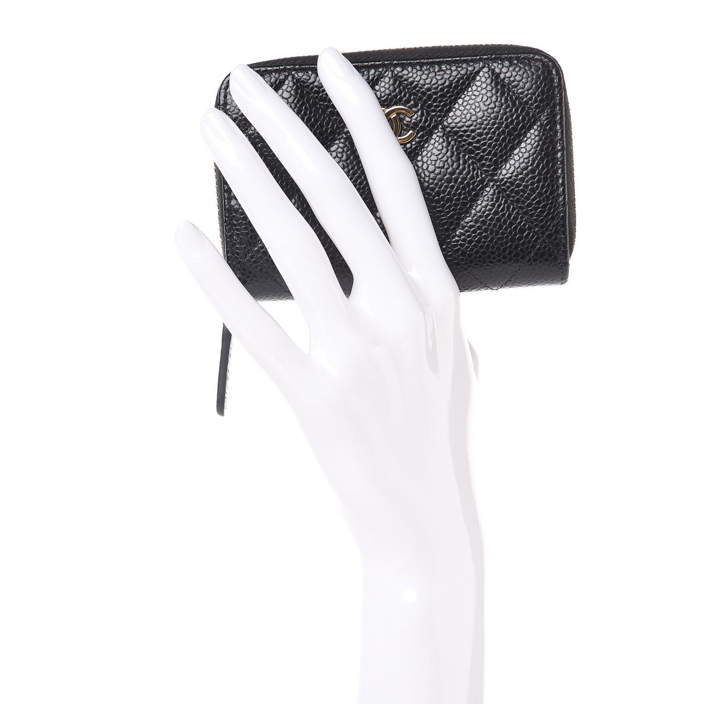 Caviar Quilted Zip Coin Purse Black