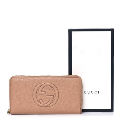 Gucci Pebbled Calfskin Soho Zip Around Wallet Camelia 10 of 10