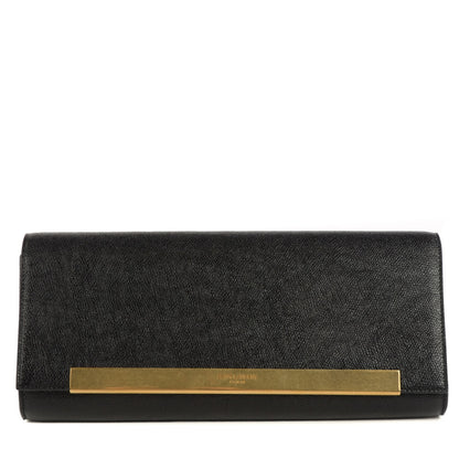 Saint Laurent Glossy Grained Calfskin Lutetia Flap Clutch Black 1 of 8