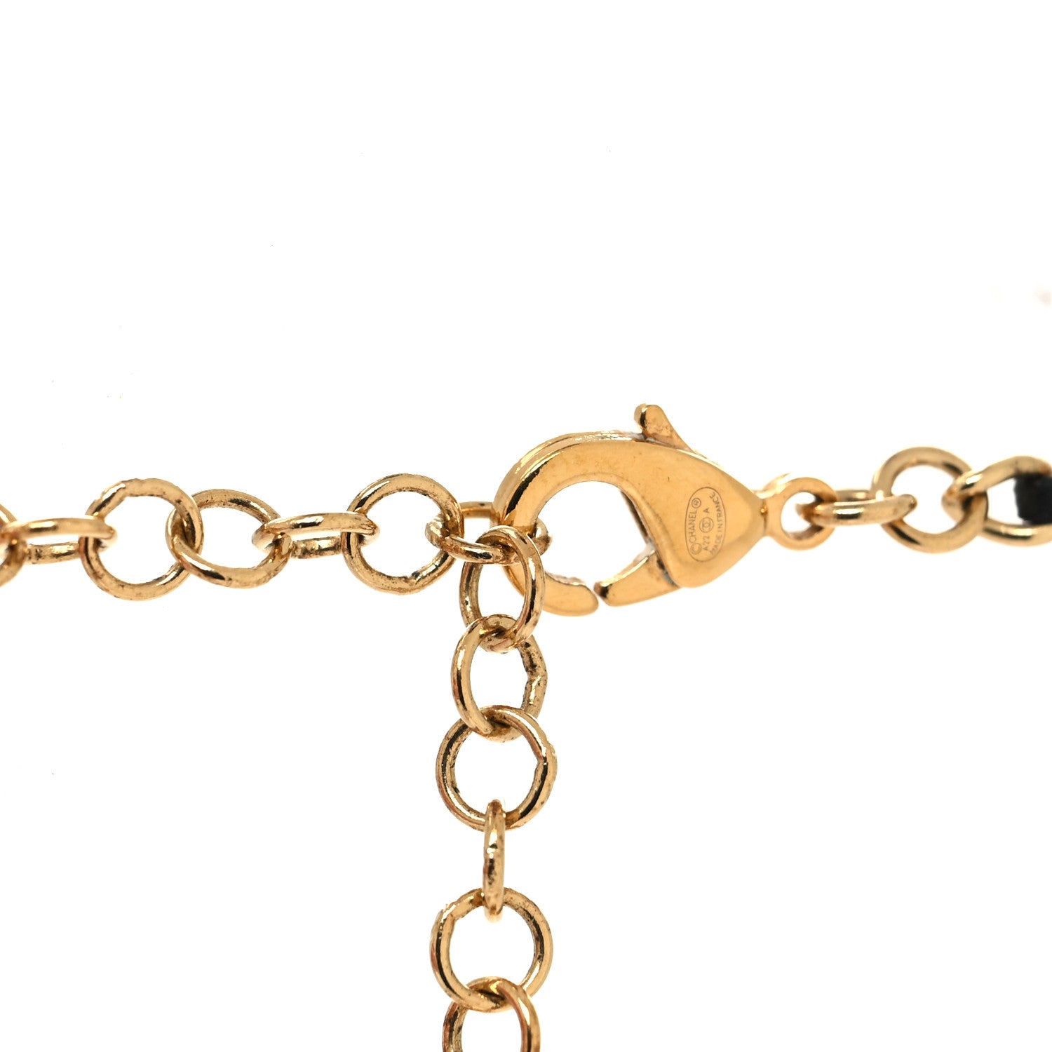 Chanel Metal Lambskin Chain CC Bow Necklace Black Gold 4 of 5