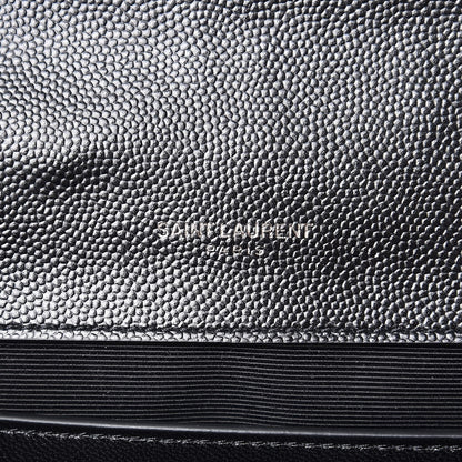 Saint Laurent Grain De Poudre Textured Mixed Matelasse Triquilt Medium Monogram Satchel Black 7 of 7