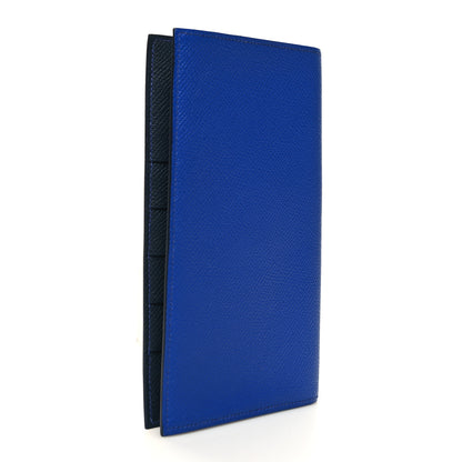 Hermes Epsom MC2 Fleming Checkbook Holder Wallet Bleu Electrique Gris Mouette 3 of 10