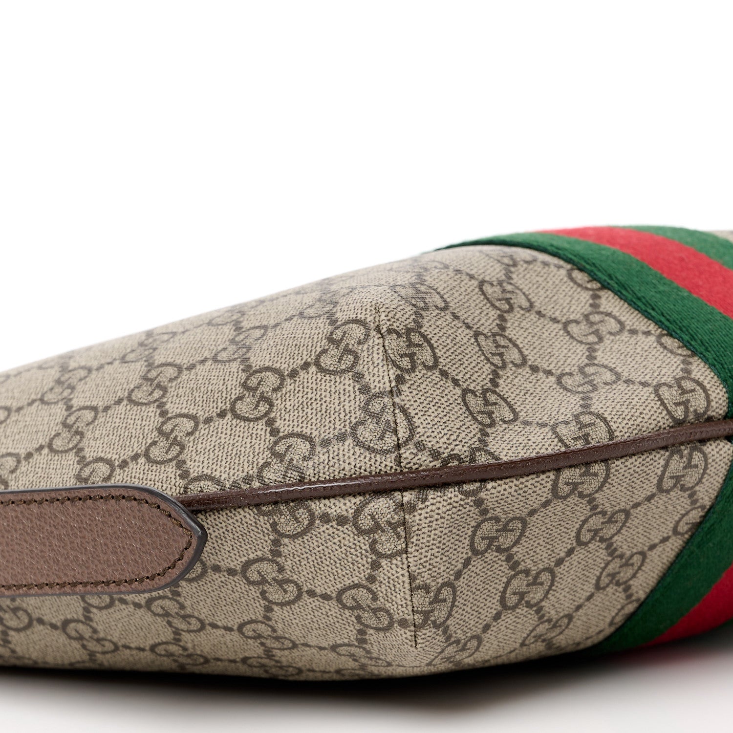 Gucci GG Supreme Monogram Textured Dollar Calfskin Web Small Ophidia Half Moon Hobo Beige Ebony New Acero 10 of 12