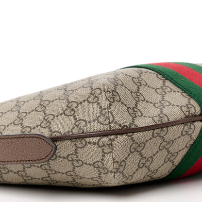 Gucci GG Supreme Monogram Textured Dollar Calfskin Web Small Ophidia Half Moon Hobo Beige Ebony New Acero 10 of 12