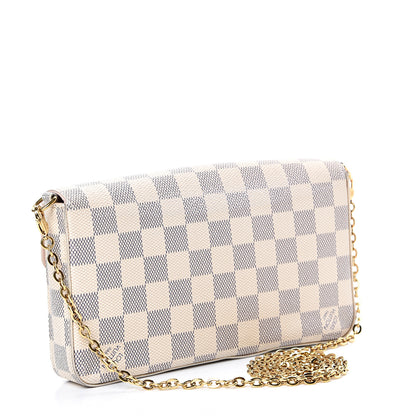 Louis Vuitton Damier Azur Pochette Felicie Chain Wallet Rose Ballerine 2 of 24