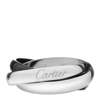 Cartier 18K White Gold Black Ceramic Trinity Ring 56 7.5 1 of 5