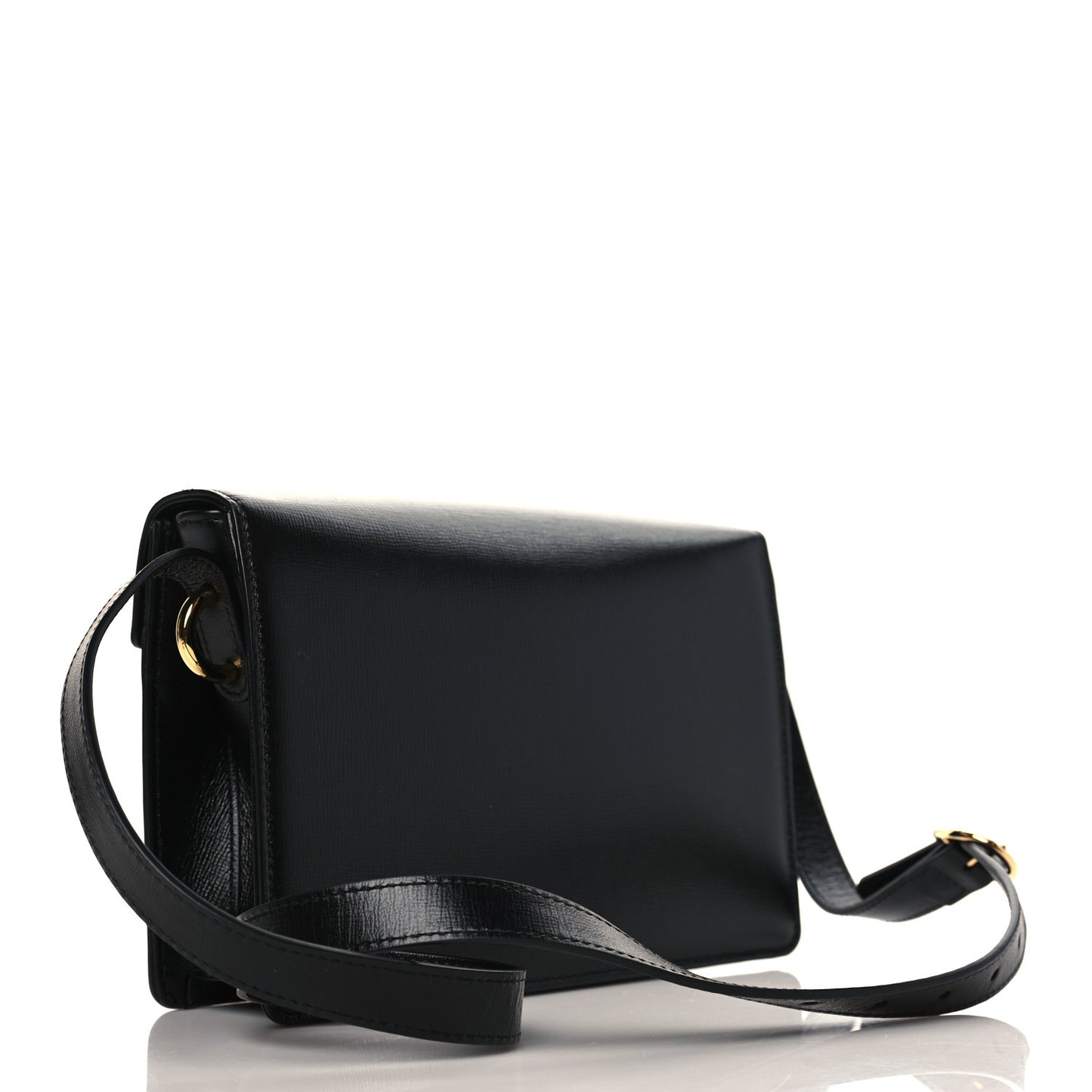 Textured Calfskin Small Torchon GG Ring Shoulder Bag Black