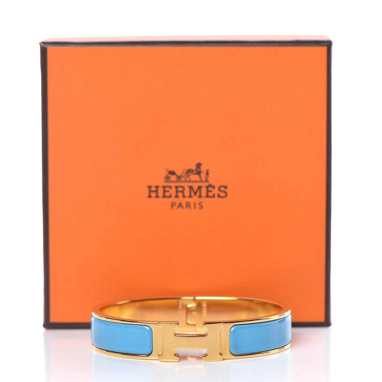 Enamel Narrow Clic Clac H Bracelet PM Turquoise