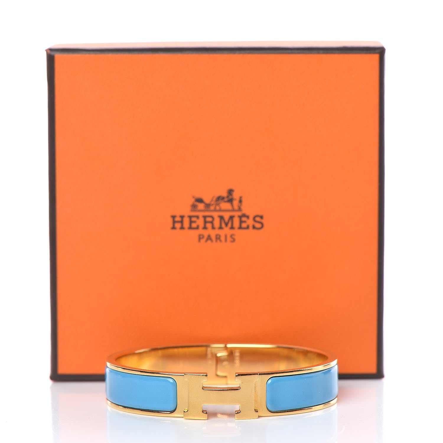 Hermes Enamel Narrow Clic Clac H Bracelet PM Turquoise 6 of 6