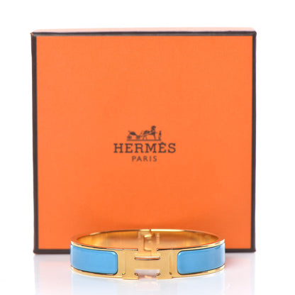 Hermes Enamel Narrow Clic Clac H Bracelet PM Turquoise 6 of 6