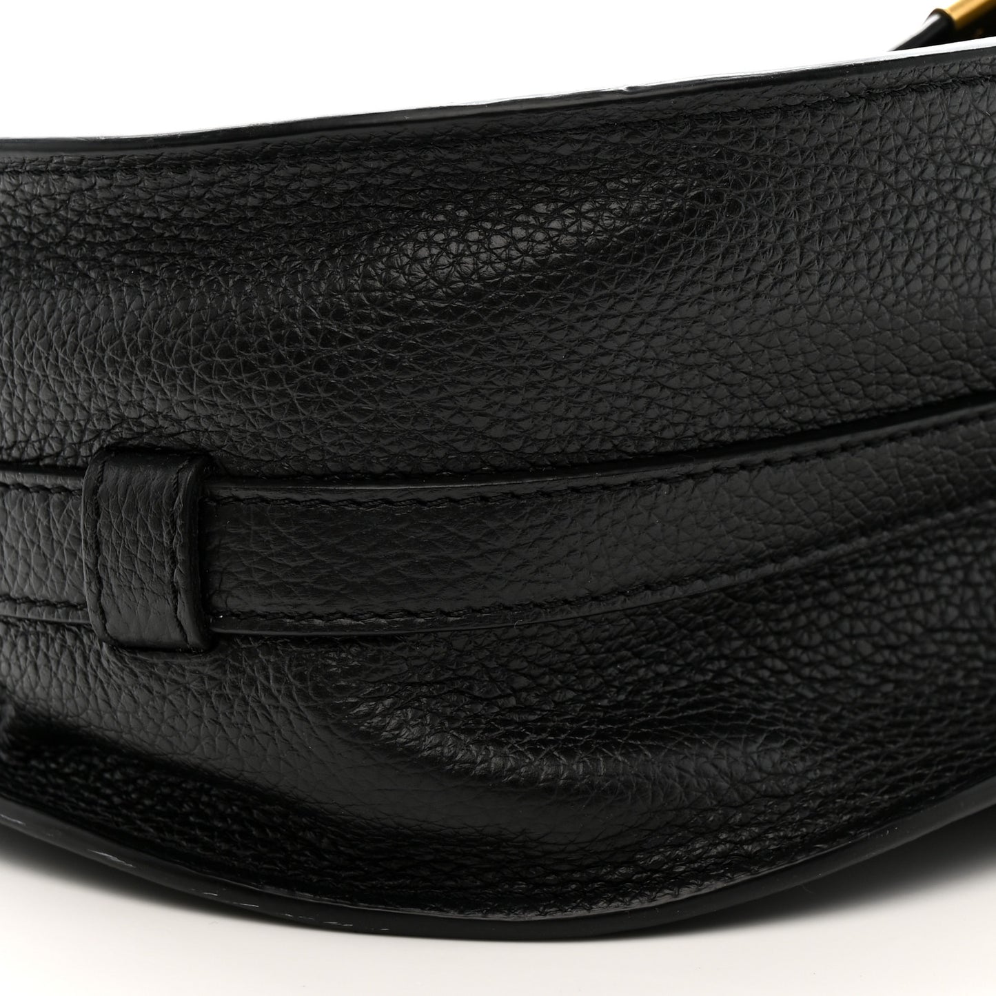 Calfskin Medium Marcie Round Crossbody Bag Black