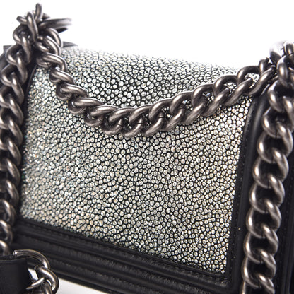 Chanel Galuchat Stingray Mini Boy Flap Black Silver 8 of 12