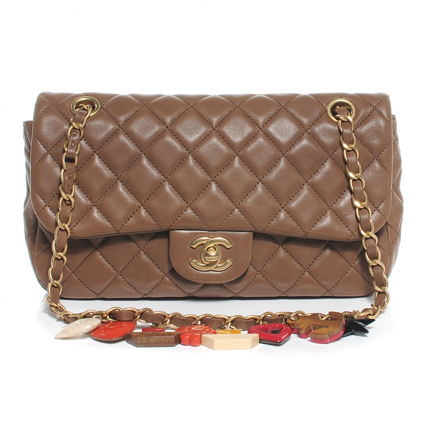 Chanel Lambskin Quilted Cruise Charm Medium Flap Brown 1 of 9