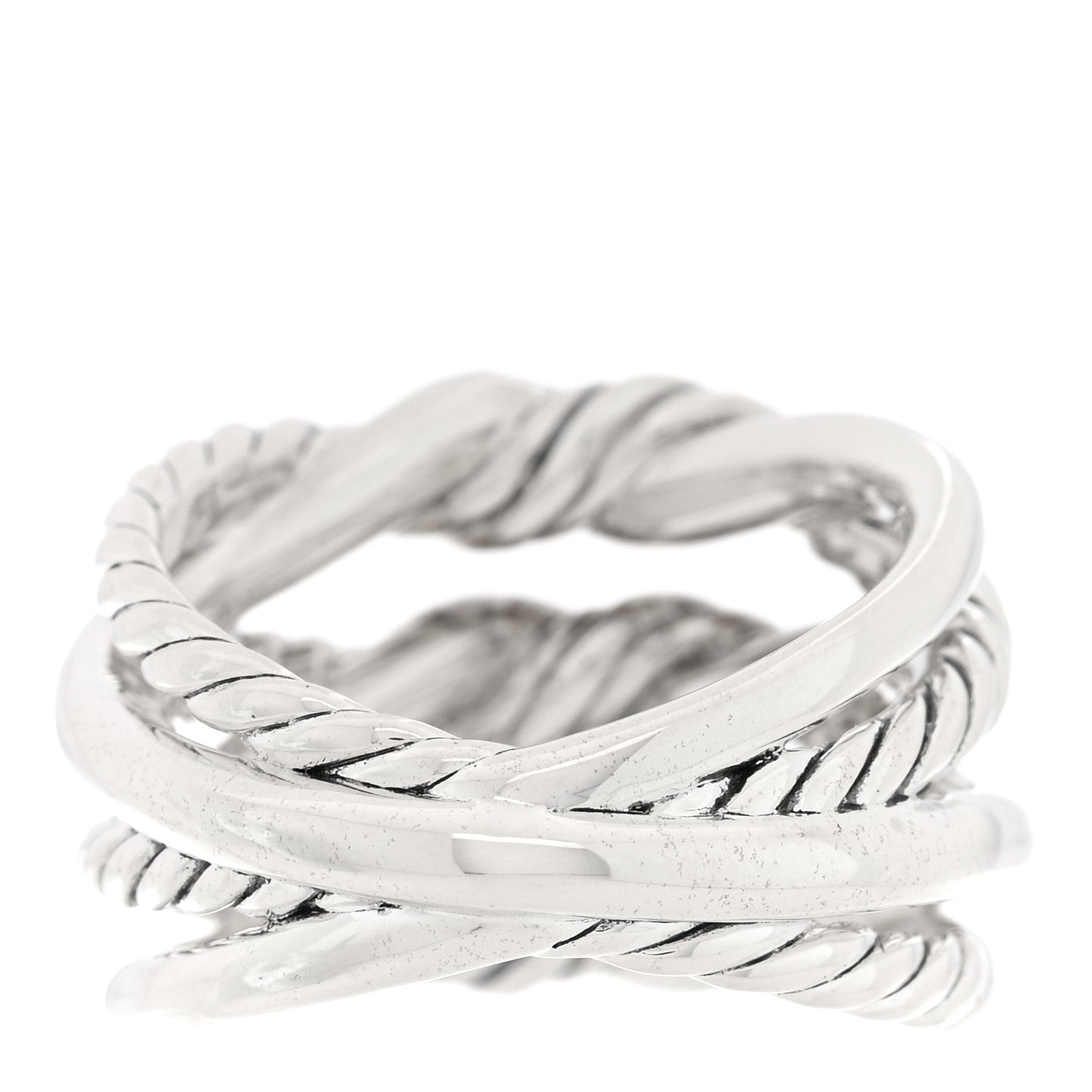 David Yurman Sterling Silver Diamond Continuance Three-Row Ring 56 7.5 3 of 4