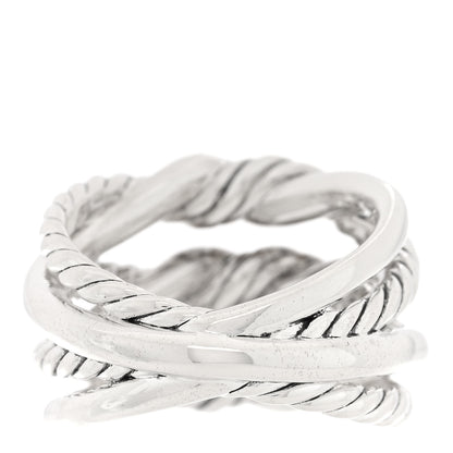 David Yurman Sterling Silver Diamond Continuance Three-Row Ring 56 7.5 3 of 4