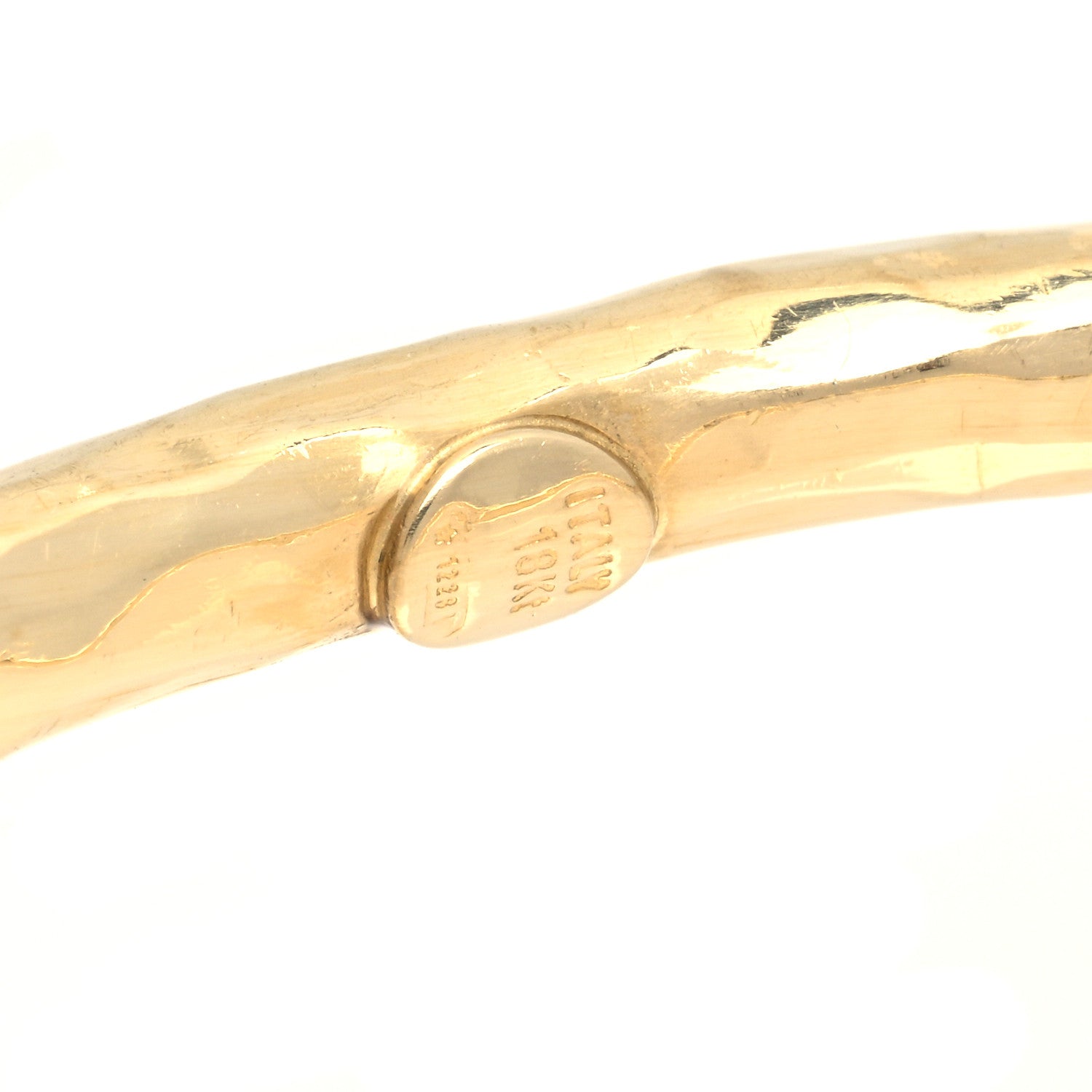 Roberto Coin 18K Yellow Gold Hammered Bangle Bracelet 4 of 6
