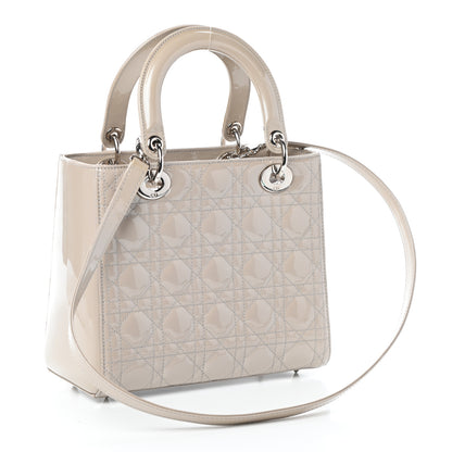 Christian Dior Patent Cannage Medium Lady Dior Beige 3 of 8