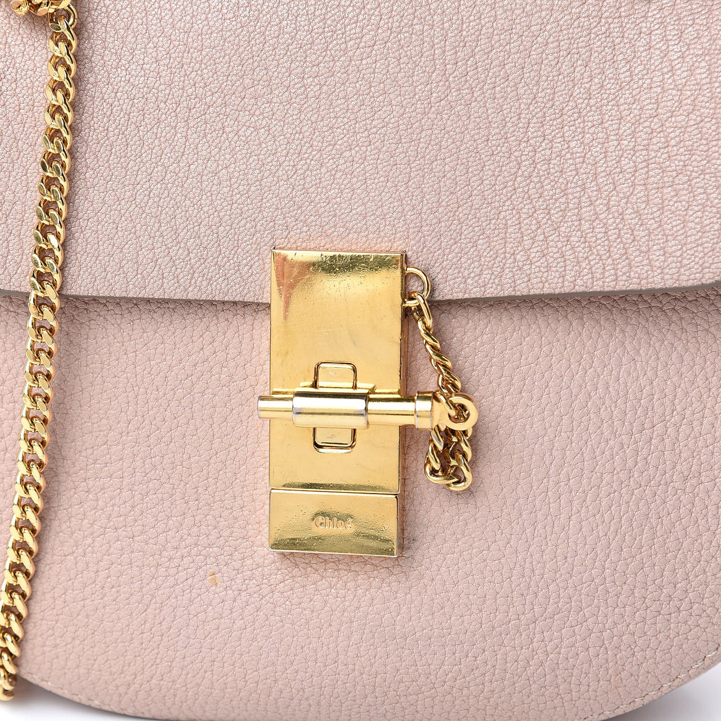 Grained Lambskin Mini Drew Shoulder Bag Cement Pink
