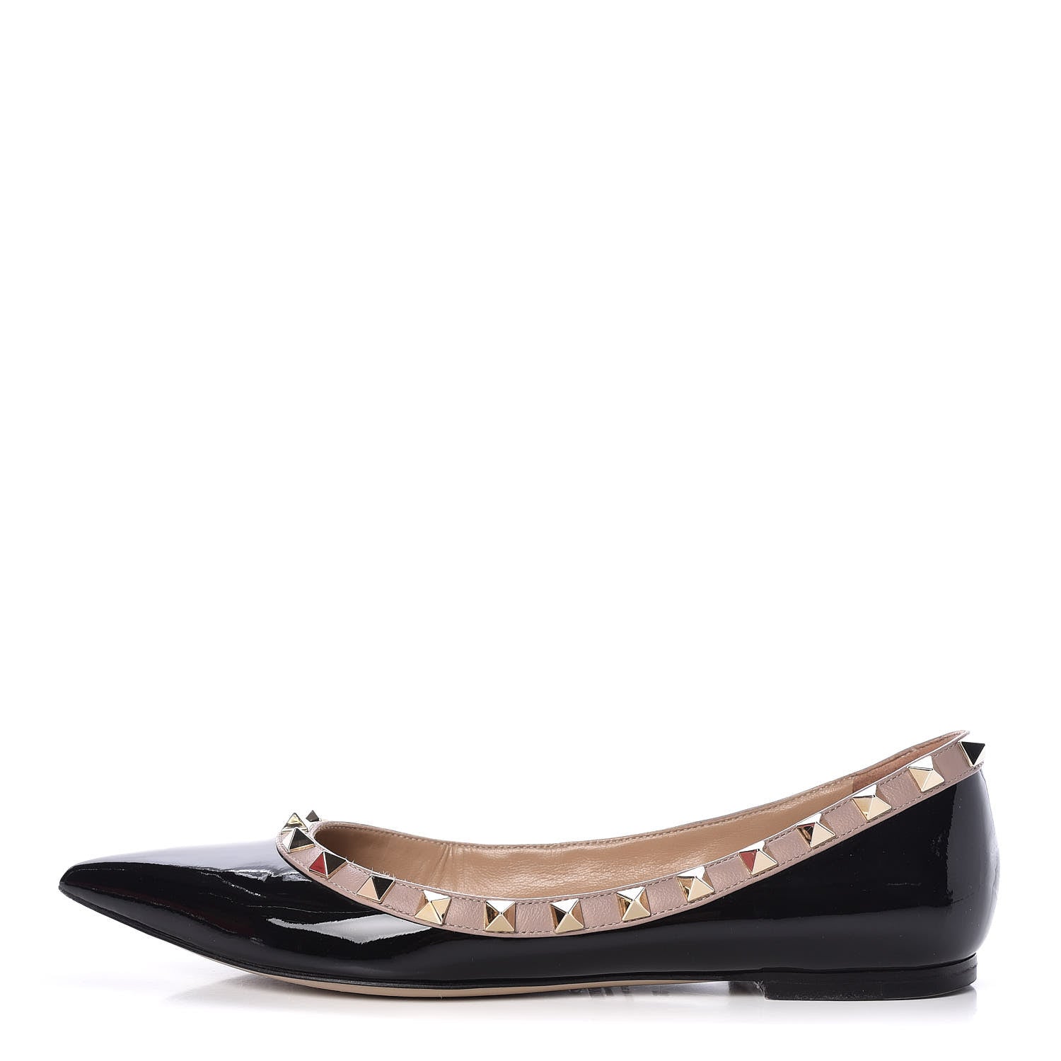 Valentino Garavani Patent Rockstud Ballerina Flats 36 Black Poudre 1 of 11