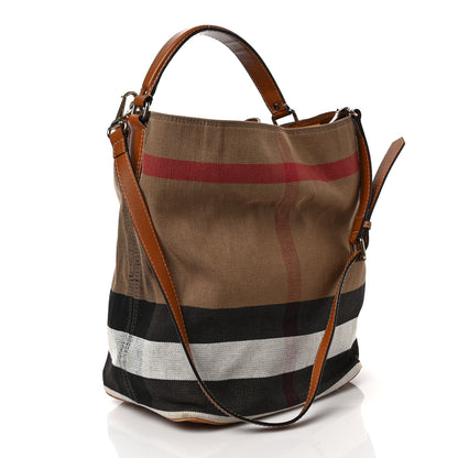 Burberry Canvas Mega Check Medium Ashby Hobo Saddle Brown 3 of 9