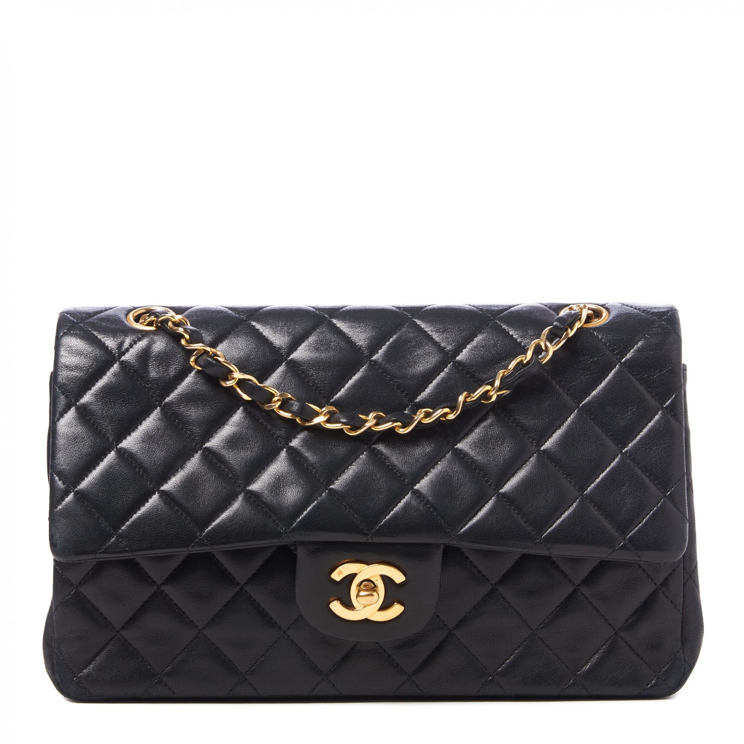 Chanel Lambskin Quilted Medium Double Flap Black 1 of 9
