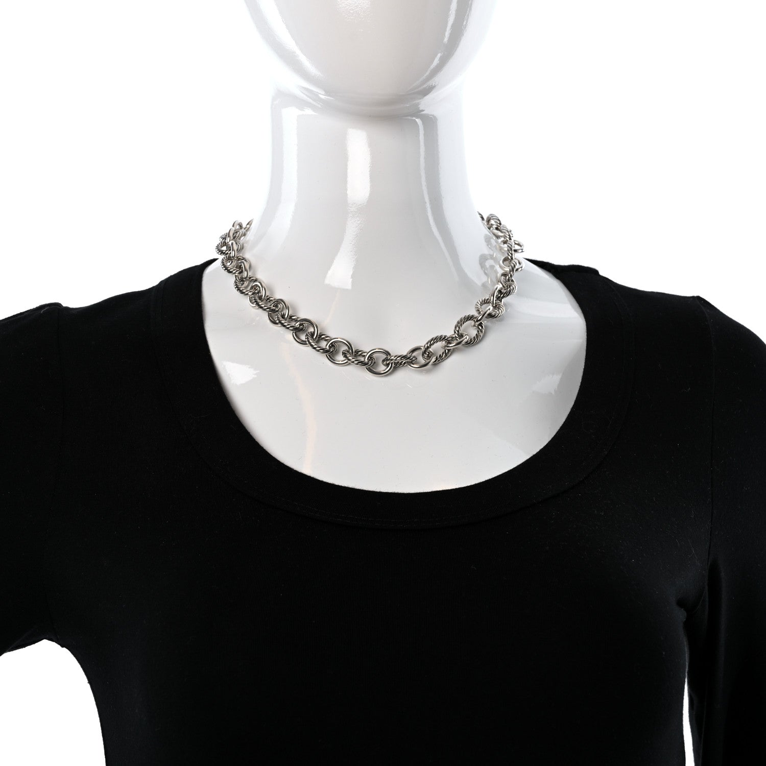 David Yurman Sterling Silver 16mm Large Oval Link Necklace 2 of 4