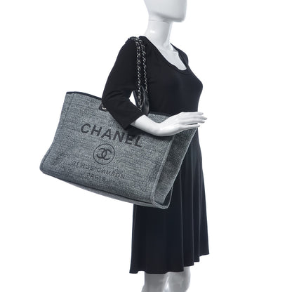 Chanel Canvas Large Deauville Tote Charcoal 2 of 9