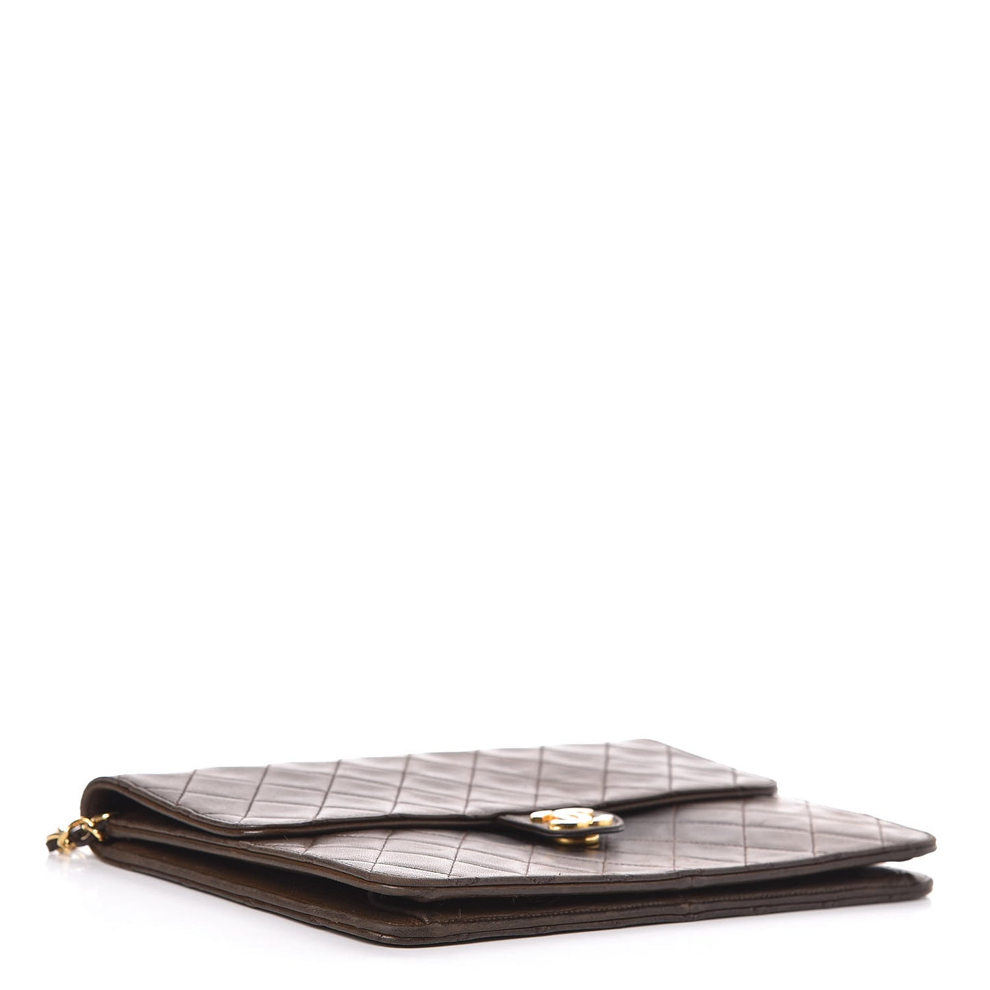 Lambskin Quilted Medium Single Flap Brown
