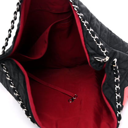 Chanel Jersey Quilted LA Cabas Bag Black Red 5 of 12
