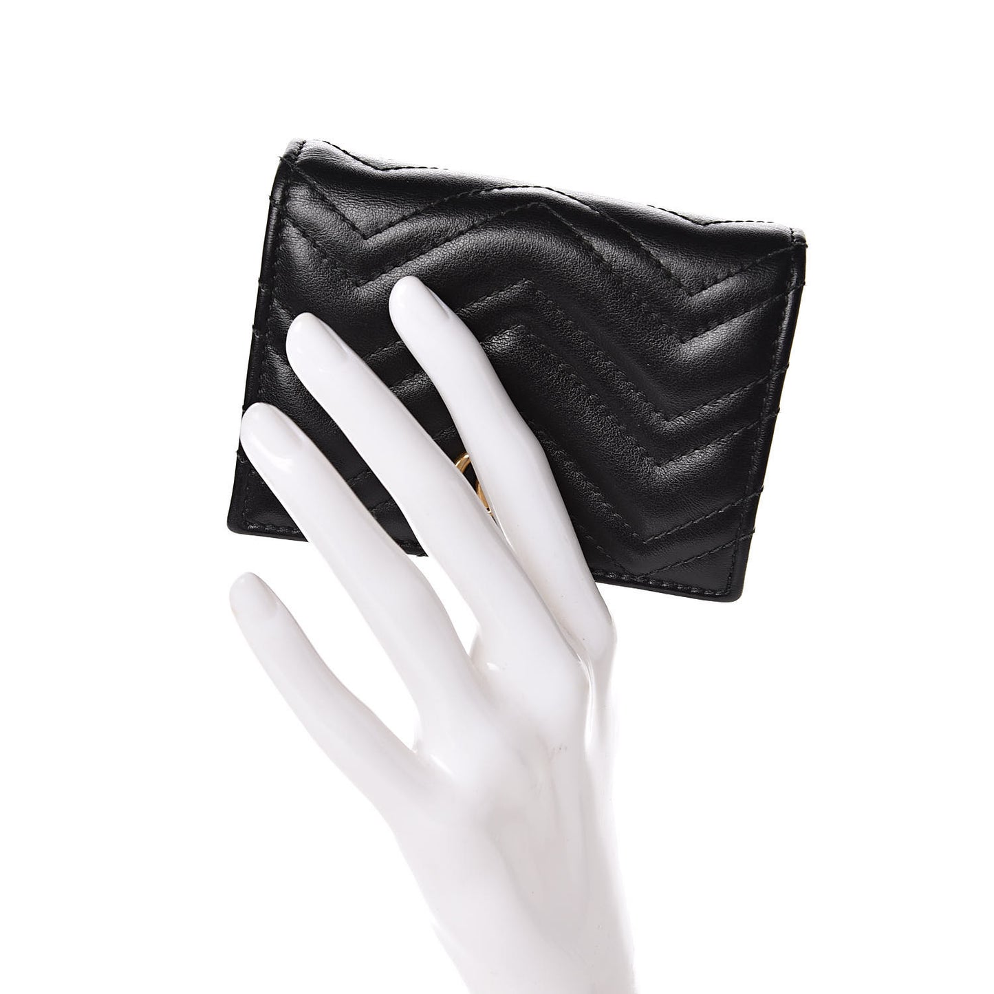Calfskin Matelasse GG Marmont Card Case Wallet Black