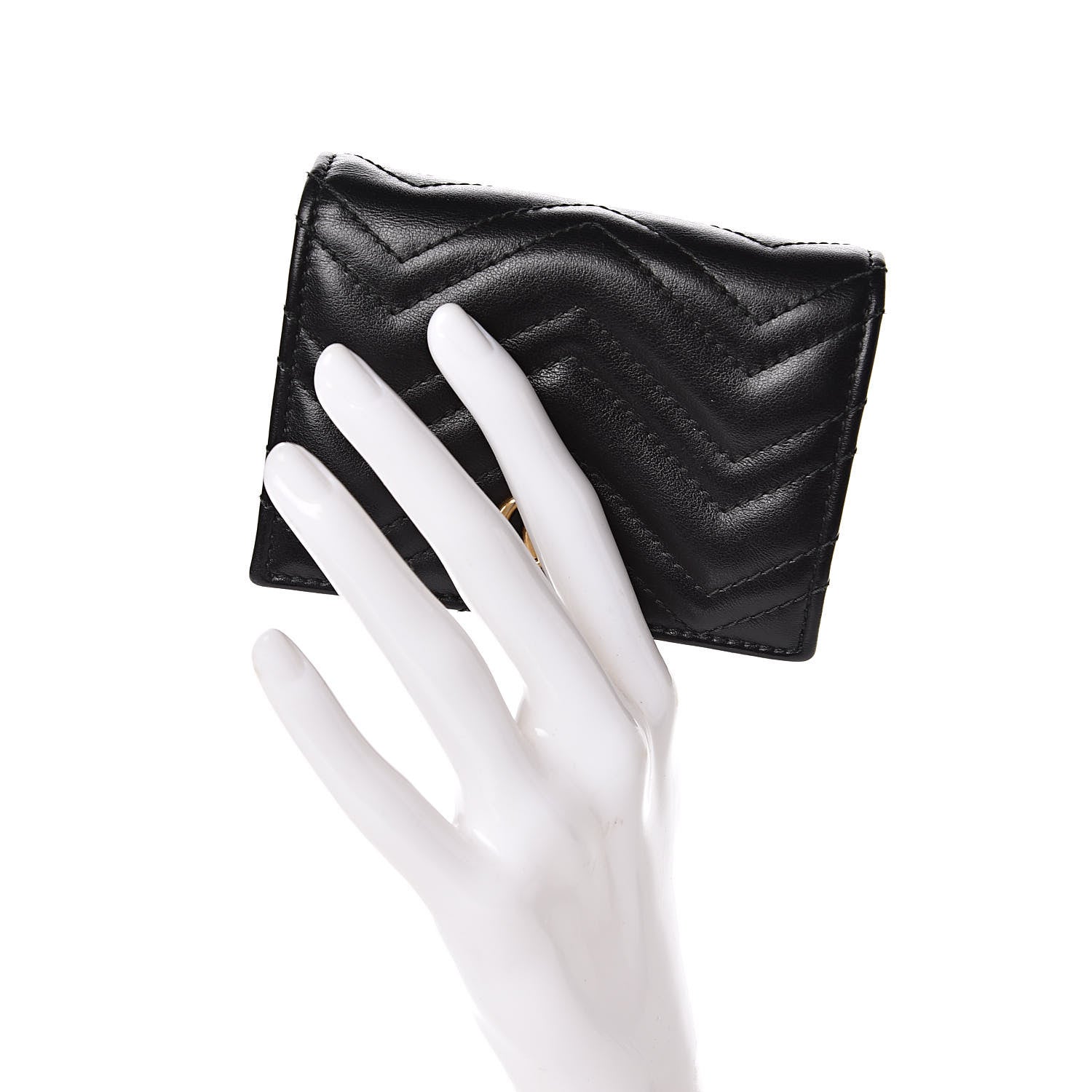 Gucci Calfskin Matelasse GG Marmont Card Case Wallet Black 2 of 7