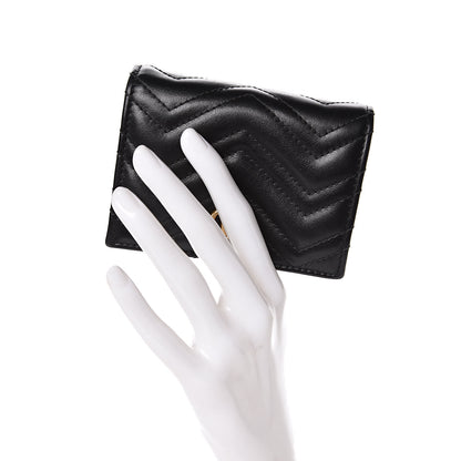 Gucci Calfskin Matelasse GG Marmont Card Case Wallet Black 2 of 7