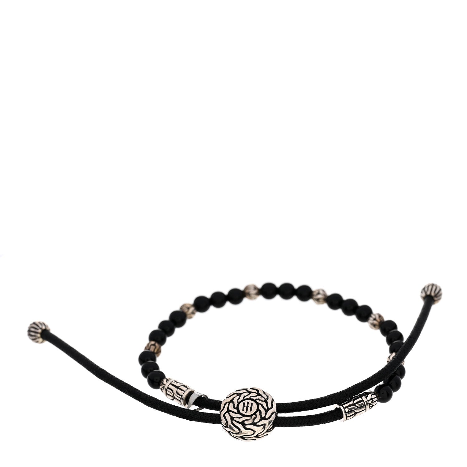 John Hardy JOHN HARDY Sterling Silver Black Onyx Classic Chain Bead Cord Bracelet 2 of 3