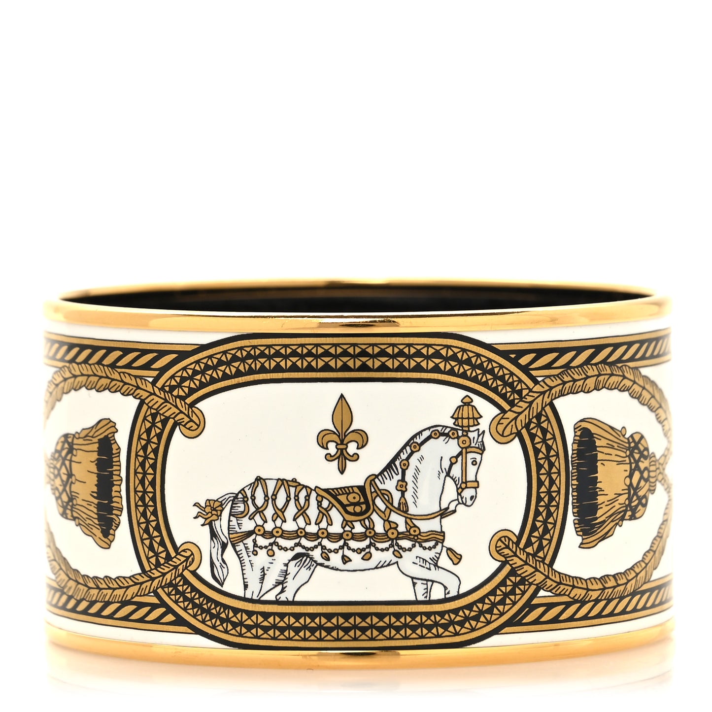 Enamel Printed Grand Apparat Extra Wide Bracelet 65 White