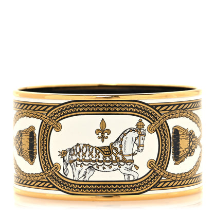 Hermes Enamel Printed Grand Apparat Extra Wide Bracelet 65 White 1 of 6