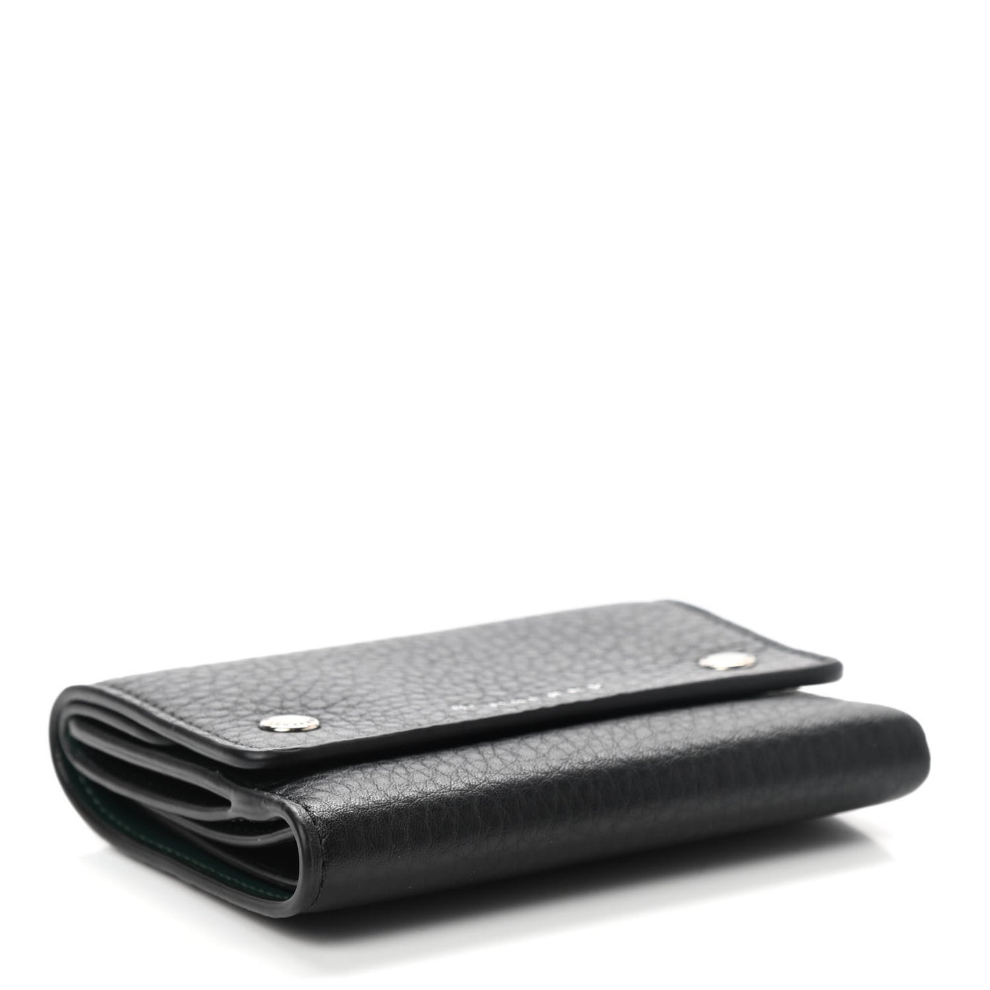 Grained Calfskin Tri-Fold Compact Wallet Black