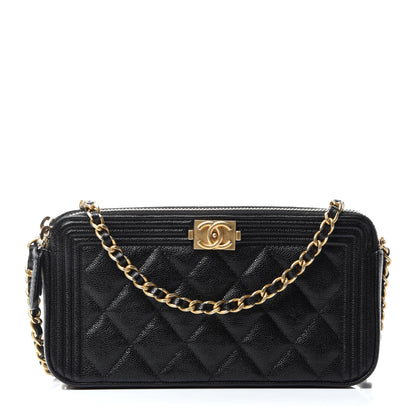 Chanel Caviar Quilted Small Boy Clutch With Chain Black 1 of 11