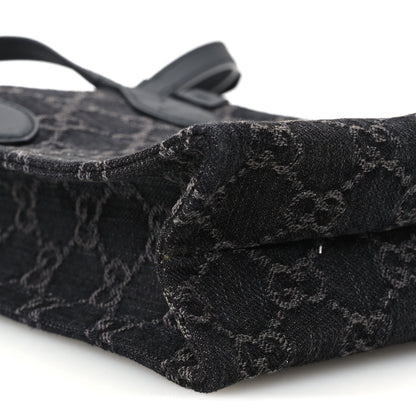 Gucci Denim Cuoio Harness GG Monogram Mini Ophidia Tote Bag Black Medium Grey 9 of 10