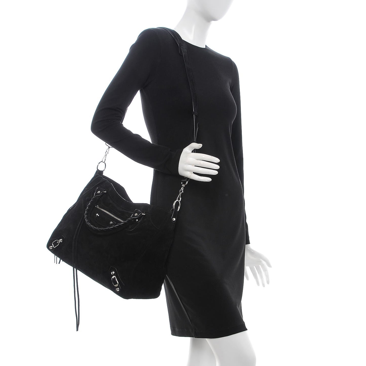 Baby Daim Suede Classic Silver Hardware Velo Black