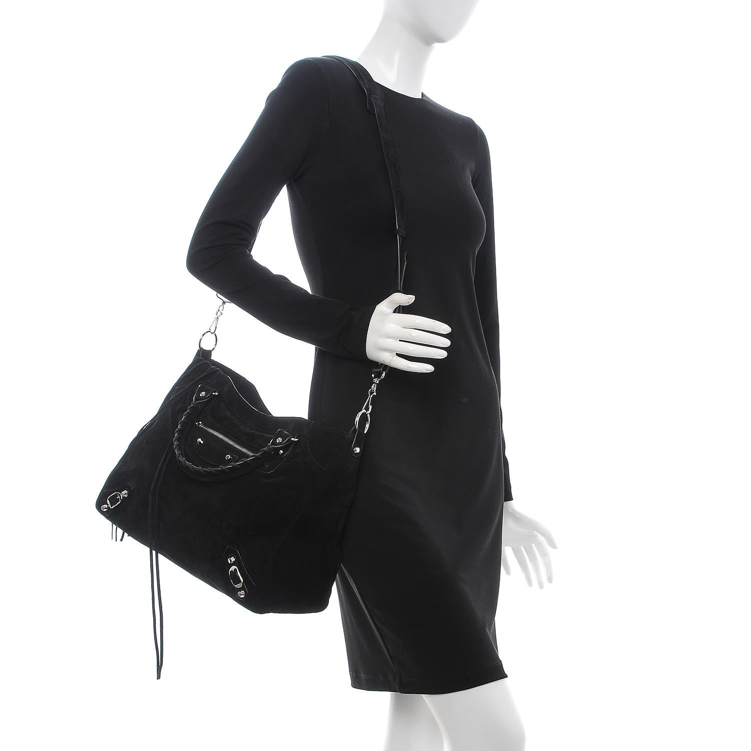 Balenciaga Baby Daim Suede Classic Silver Hardware Velo Black 2 of 9