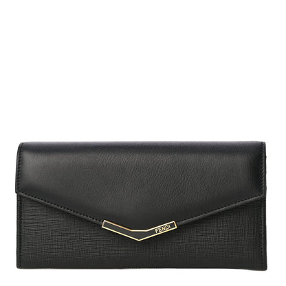 Fendi Vitello Elite Flamingo 2Jours Continental Wallet Black 1 of 11