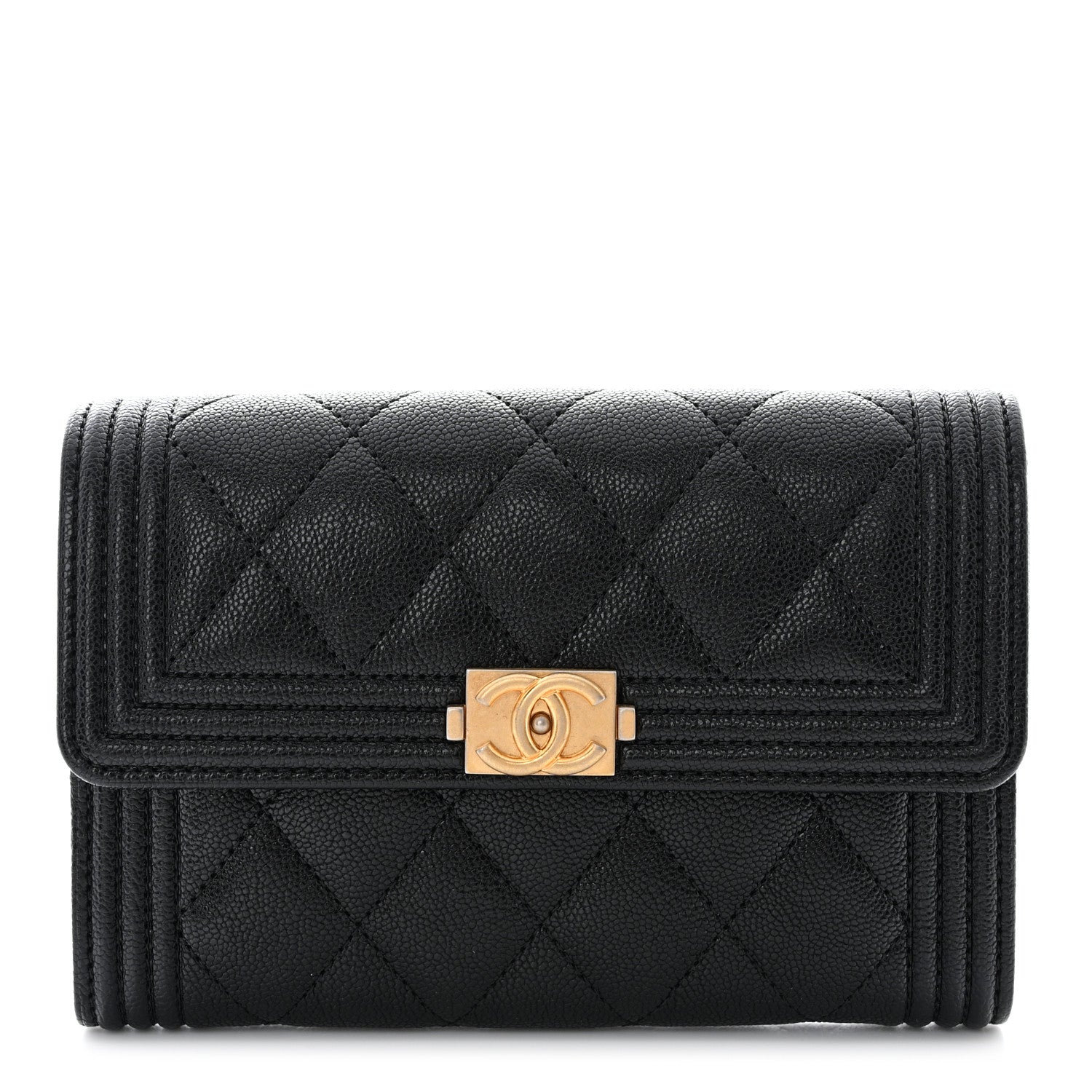 Chanel Caviar Quilted Medium Boy Flap Wallet Black 1 of 8