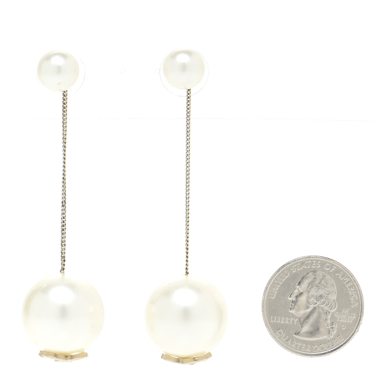 Chanel Pearl CC Chain Drop Earrings Gold 2 of 4